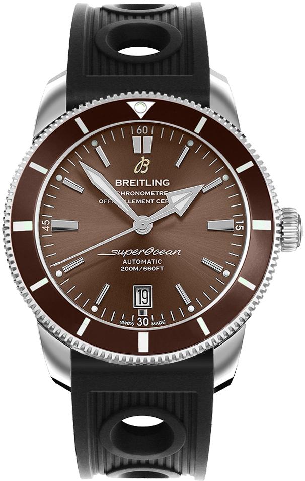 Superocean Heritage II 46mm in Steel with Bronze Ceramic Bezel on Black Ocean Racer Rubber Strap  with Bronze Dial
