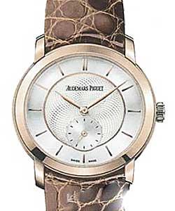 Jules Audemars Small Seconds in Rose Gold on Brown Alligator Leather Strap with Silver Dial
