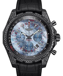 Bentley B06 S Chronograph 44mm Automatic in Steel on Black Crocodile Rubber Strap with Black MOP Dial