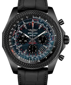 Bentley B06 S Chronograph 49mm Automatic in Steel on Black Crocodile Rubber Strap with Black MOP Dial