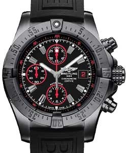 Avenger Chronograph Automatic in Brushed PVD Black Steel on Black Ocean Racer Rubber Strap  with Black Dial - Red Accents
