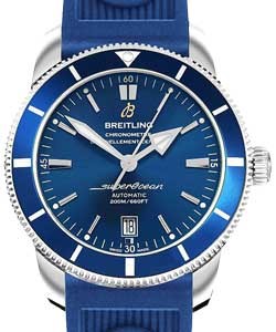 Superocean Heritage II 42mm Automatic in Steel with Blue Bezel on Blue Ocean Racer Rubber Strap with Gun Blue Dial