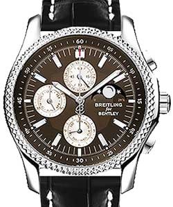 Bentley Mark VI 42mm Autoamtic in Polished Steel with Solid Platinum Bezel on Black Crocodile Leather Strap with Brown Dial