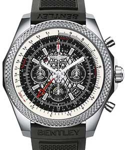 Bentley B04 GMT Chronograph 49mm in Polished with Brushed Steel on Black Rubber Bentley II Strap with Royal Ebony Black Dial