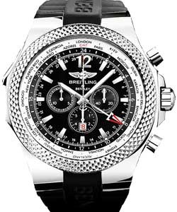 Bentley GMT Chronograph 49mm in Polished Steel on Black Rubber Strap with Black Dial