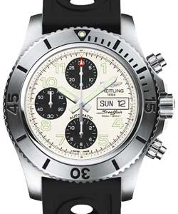 Superocean Chronograph 44mm Automatic in Steel on Black Ocean Racer II Rubber Strap  with Silver Dial and Black Subdials