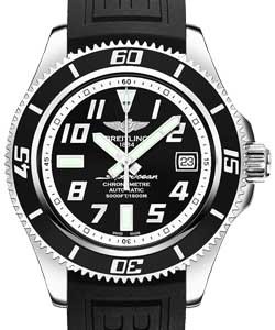 Superocean 42mm in Steel on Black Diver Pro III Rubber Strap  with Black Dial