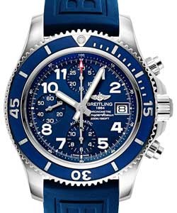 Superocean Chronograph 42mm Automatic in Steel on Blue Diver Pro III Strap with Blue Arabic Dial