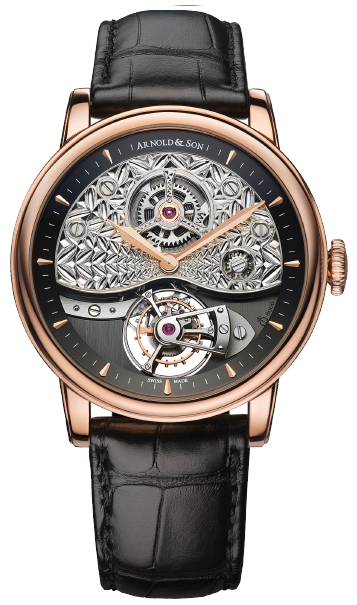 Royal Collection TE8 Metiers D'art II 44mm in Rose Gold on Black Alligator Leather Strap with Black Dial