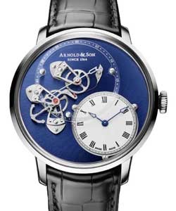 Instrument DSTB 43.5mm in Steel on Black Crocodile Leather Strap with White and Blue Lacquered Dial