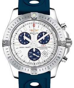 Colt Chronograph 44mm Quartz in Steel on Blue Ocean Racer Rubber Strap with Stratus Silver Dial - Blue Subdials