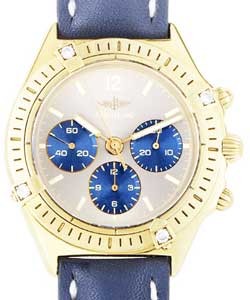 Cockpit Chronograph in Yellow Gold with Diamonds On Blue Calfskin Leather Bracelet with Grey Dial