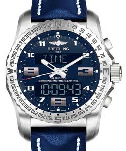 Professional Cockpit B50 46mm in Titanium on Blue Calfskin Leather Strap with Blue Dial
