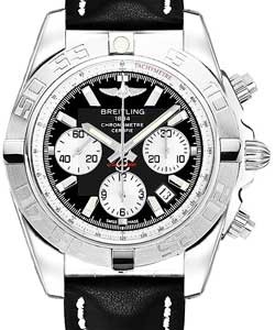 Chronomat Airborne 44mm Automatic in Steel on Black Calfskin Leather Strap with Black Dial
