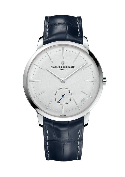 Patrimony Collection Excellence Platine 42mm in Platinum on Blue Crocodile Leather Strap with Silver Dial