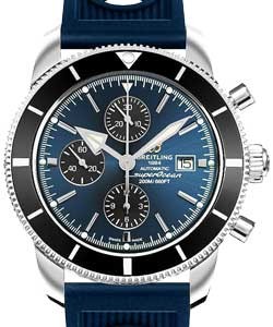 Superocean Heritage II Chronograph 46mm in Steel with Black Ceramic Bezel on Blue Ocean Racer Rubber Strap with Gun Blue Dial