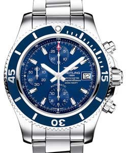 Superocean Chronograph 42mm Automatic in Steel on Polished Professional III Stainless Steel Bracelet with Mariner Blue Dial