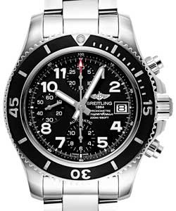 Superocean Chronograph  42mm Automatic in Steel on Polished Stainless Steel Professional III Bracelet  with Volcano Black Dial
