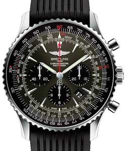 Navitimer 01 Chronograph 46mm Autoamtic in Steel with Slide Rule bezel on Black Rubber Strap with Stratos Gray Dial
