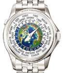 World Time 5131 in Platinum on Platinum Bracelet with Enamel Dial