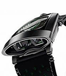 HMX British Racing in Steel and Titanium with DLC Coating -10th Anniversary on Black and Green Leather Strap with Black/Green Arabic Dial