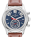 Annual Calendar Chronograph 5960G in White Gold on Brown Calfskin Leather Strap with Blue Varnished Dial