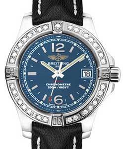 Colt 33 in Steel with Diamond Bezel on Black Sahara Calfskin Leather Strap with Mariner Blue Dial