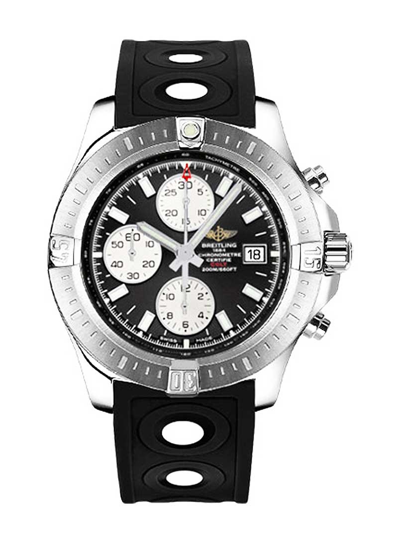 Colt Chronograph in Steel on Black Ocean Racer Rubber Strap with Black Dial