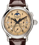 Perpetual Calendar Split-Seconds Chronograph 5372 in Platinum on Shiny Chocolate Brown Leather Strap with Gold Dial