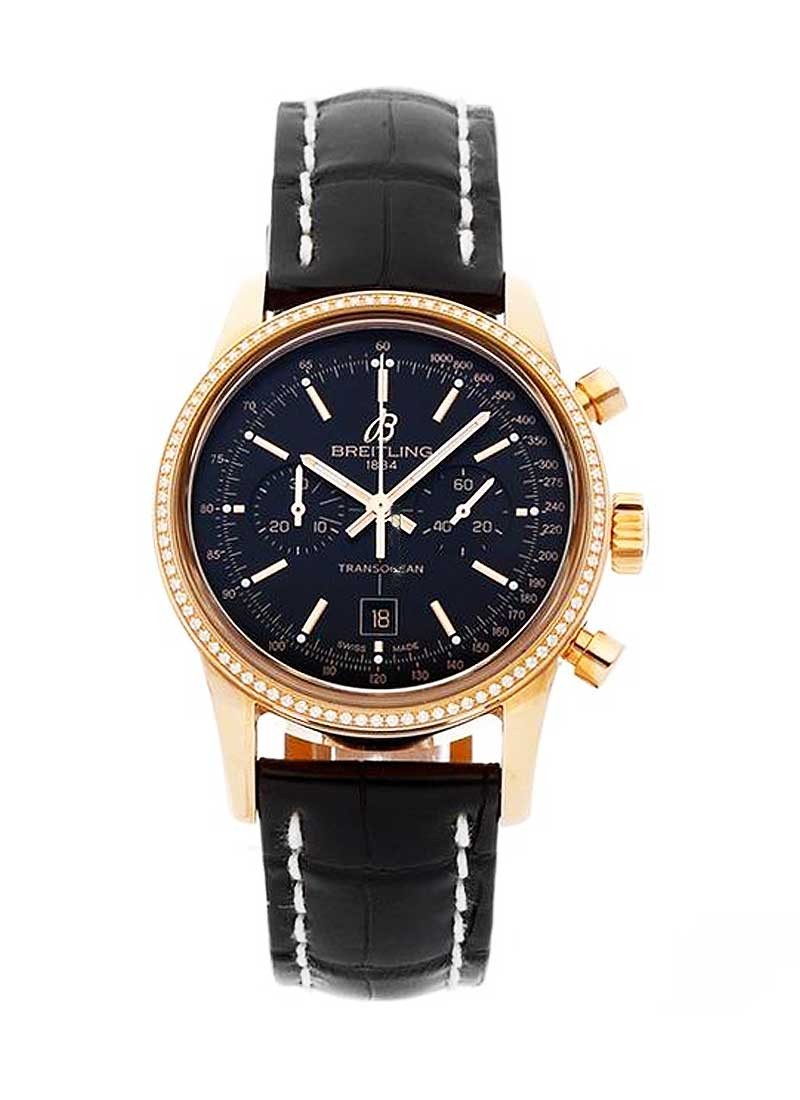 Breitling Transocean Chronograph in Rose Gold with Diamond Bezel