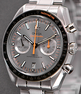 Speedmaster Racing Master Co-Axial in Steel with Black Tachymeter Bezel on Steel Bracelet with Grey Sunburst Dial