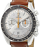 Speedmaster Racing Master Co-Axial in Steel with Black Bezel on Brown Calfskin Leather Strap with Grey Sunburst Dial