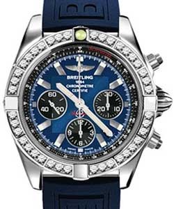 Chronomat 44 in Steel with Diamond Bezel On Blue Diver Pro III Rubber Strap with Blue Dial