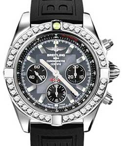 Chronomat 44 in Steel with Diamond Bezel On Black Diver Pro III Rubber with Grey Dial