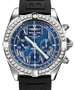Chronomat 44 Automatic in Steel with Diamond Bezel on Black Diver Pro III Rubber Strap with Blue Dial