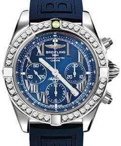 Chronomat 44 Automatic in Steel with Diamond Bezel on Blue Diver Pro III Rubber Strap with Blue Dial