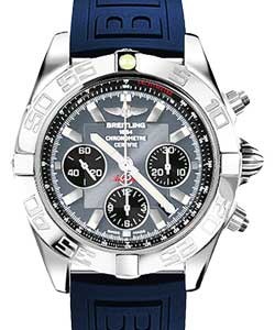 Chronomat Chronograph 44mm Automatic in Steel on Blue Diver Pro III  Rubber Strap with Gray Dial-black Subdials