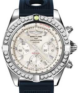 Chronomat Chronograph 44mm Autoamtic in Steel with Diamond Bezel on Blue Ocean Racer Rubber Strap with Sierra Silver Dial
