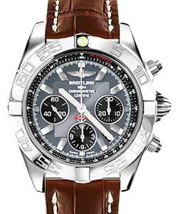 Chronomat Chronograph 44mm Automatic in Steel on Brown Crocodile Leather Strap with Grey Dial