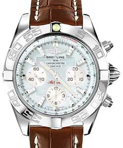 Chronomat Chronograph 44mm Automatic in Steel on Brown Alligator Leather Strap with MOP Diamond Dial