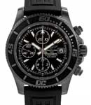 Superocean II Chronograph in Black Stainless Steel on Black Brushed Strap with Black Dial