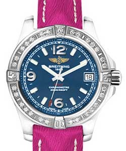 Colt 36mm in Steel with Diamond Bezel on Fuschia Sahara Leather Strap with Blue Dial