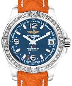 Colt 36mm in Steel with Diamond Bezel on Orange Sahara Leather Strap with Blue Dial
