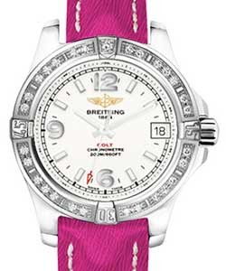 Colt 36mm in Steel with Diamond Bezel on Fuschia Sahara Leather Strap with Stratus Silver Dial