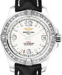 Colt 36mm in Steel with Diamond Bezel on Black Sahara Leather Strap with Stratus Silver Dial
