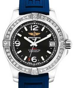 Colt 36mm in Steel with Diamond Bezel on Blue Diver Pro III Rubber Strap with Black Dial