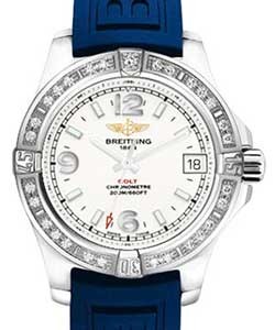 Colt 36mm in Steel with Diamond Bezel on Blue Diver Pro III Rubber Strap with Silver Dial