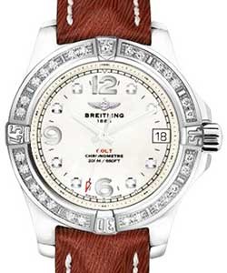 Colt 36mm in Steel with Diamond Bezel on Brown Sahara Calfskin Leather Strap with MOP Diamond Dial