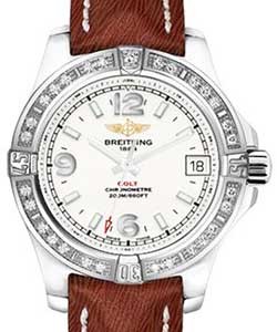 Colt 36mm in Steel with Diamond Bezel on Brown Sahara Leather Strap with Stratus Silver Dial