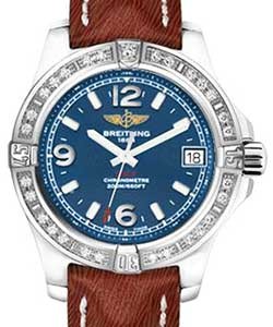 Colt 36mm in Steel with Diamond Bezel on Brown Sahara Leather Strap with Blue Dial